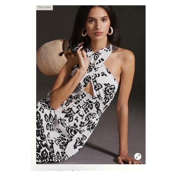 Plenty by Tracy Reese Floral Halter Maxi Dress Anthropologie White Black S NWT - Picture 11 of 14